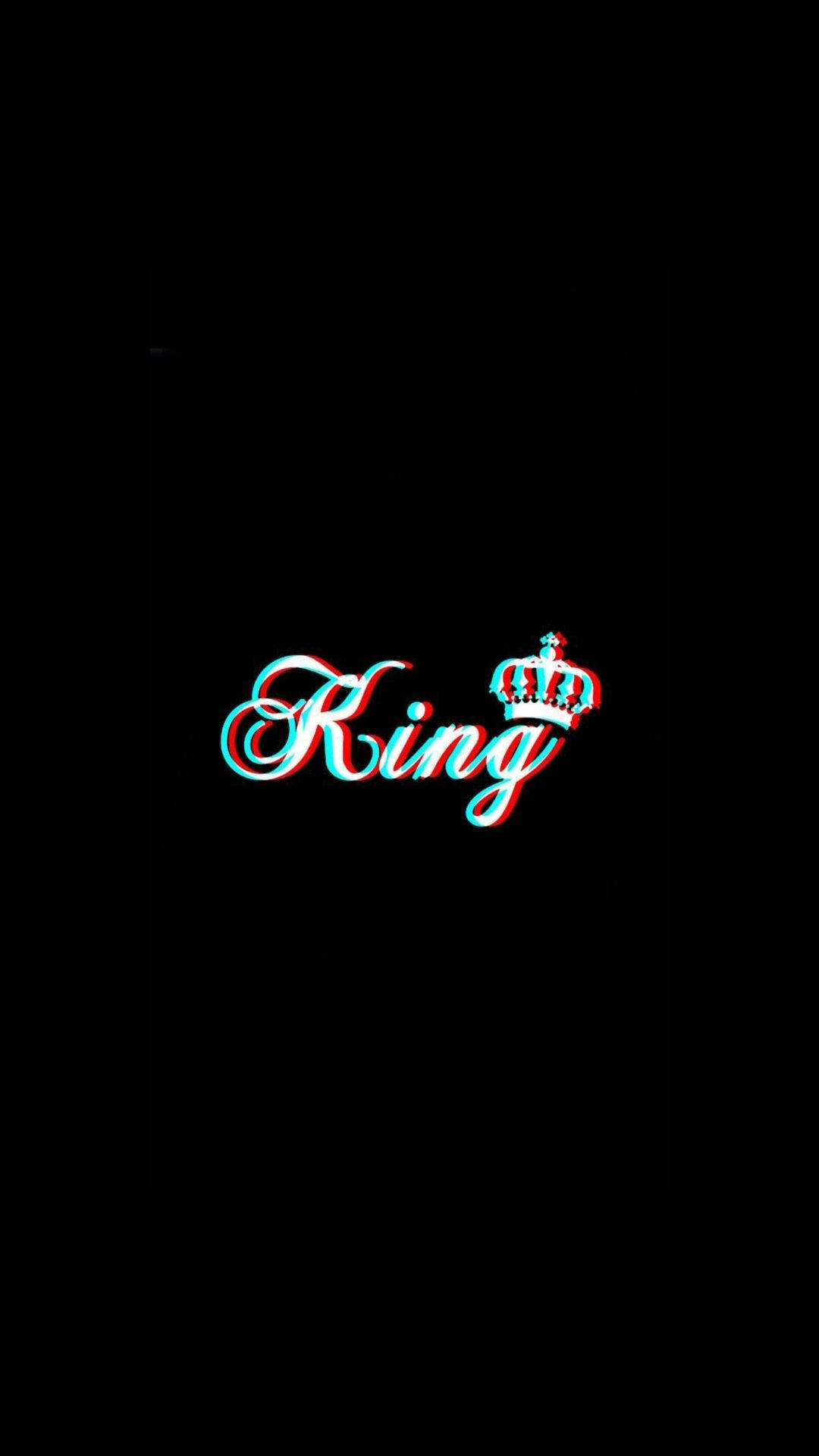 黑色背景上帶有皇冠的發光霓虹文字「King」。