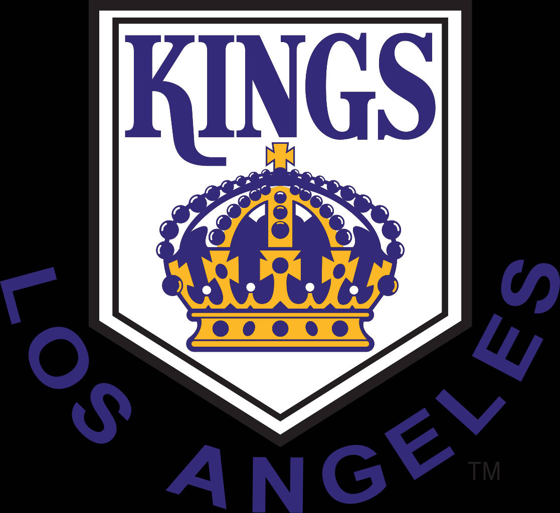 Los Angeles Kings 桌布 壁紙 — 黑色背景上，洛杉磯國王冰球隊大膽的紫色和金色皇冠標誌。