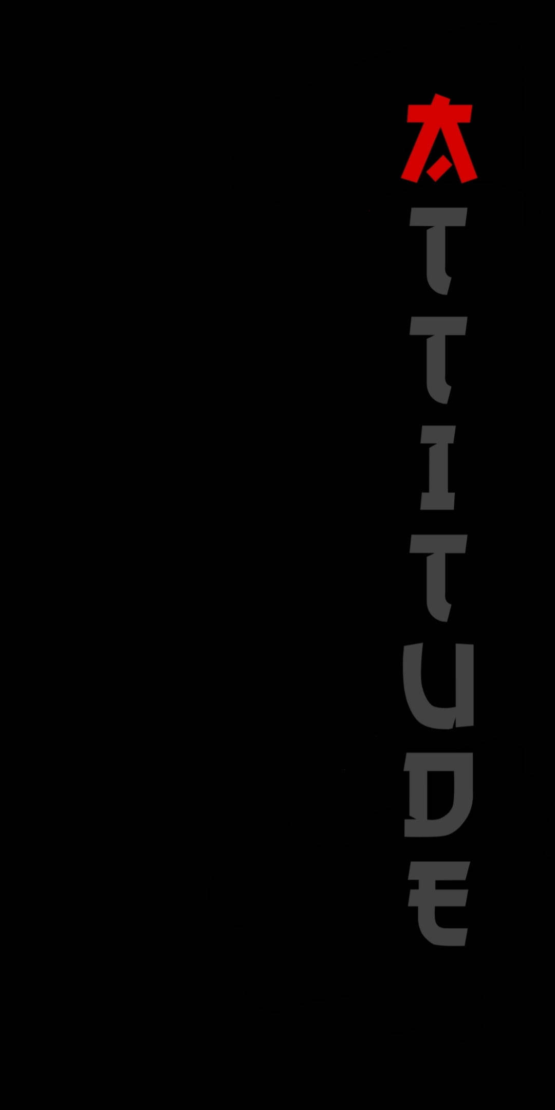 酷炫iPhone 桌布 壁紙 — 黑色背景上，灰色垂直文字「ATTITUDE」，上方有一顆紅色星星。