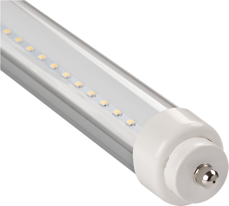 LED 桌布 壁紙 — 黑色背景上，現代LED燈管特寫，可見二極體和金屬端蓋。