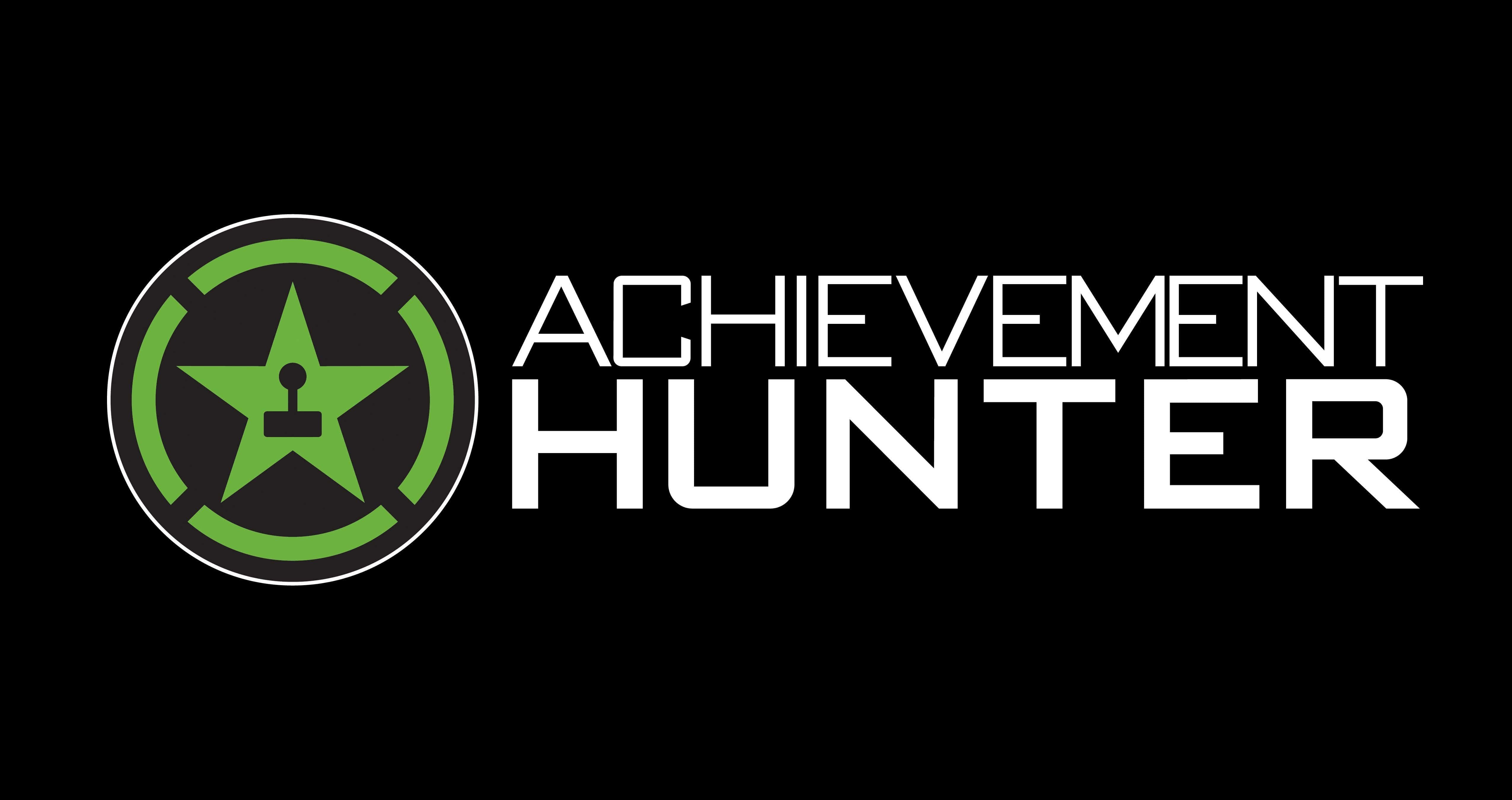 achievement hunter 桌布 壁紙 — 黑色背景上，粗體白色文字顯示 achievement hunter，旁邊有一個綠色星星標誌。