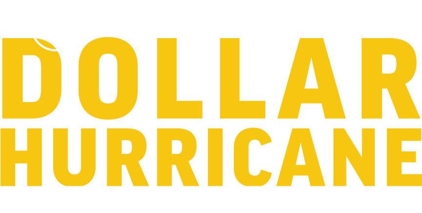 Hurricane 桌布 壁紙 — 黑色背景上，粗體黃色文字以「NEW」標籤宣佈「Dollar Hurricane」。