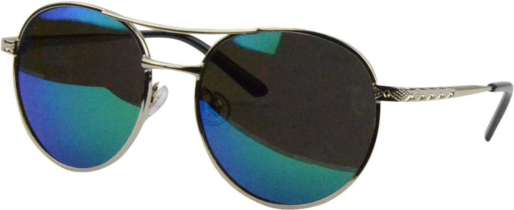 Aviator 桌布 壁紙 — 黑色背景上，金屬框飛行員太陽眼鏡，配以虹彩藍綠色鏡面鏡片。