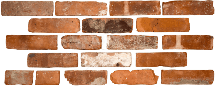 Brick 桌布 壁紙 — 黑色背景上，風化紅磚的特寫，帶有白色砂漿線和可見裂縫。