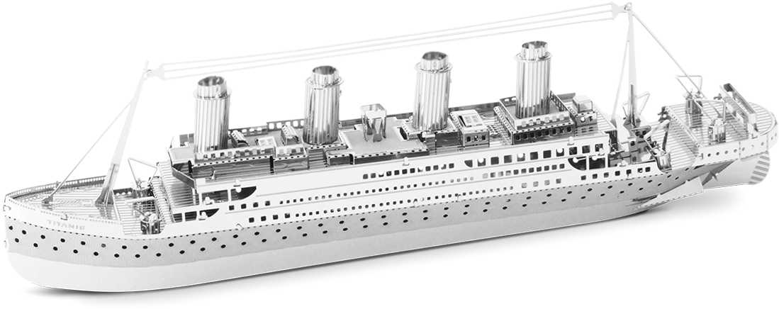 白色 桌布 壁紙 — 黑色背景上RMS鐵達尼號的詳細灰階3D模型。