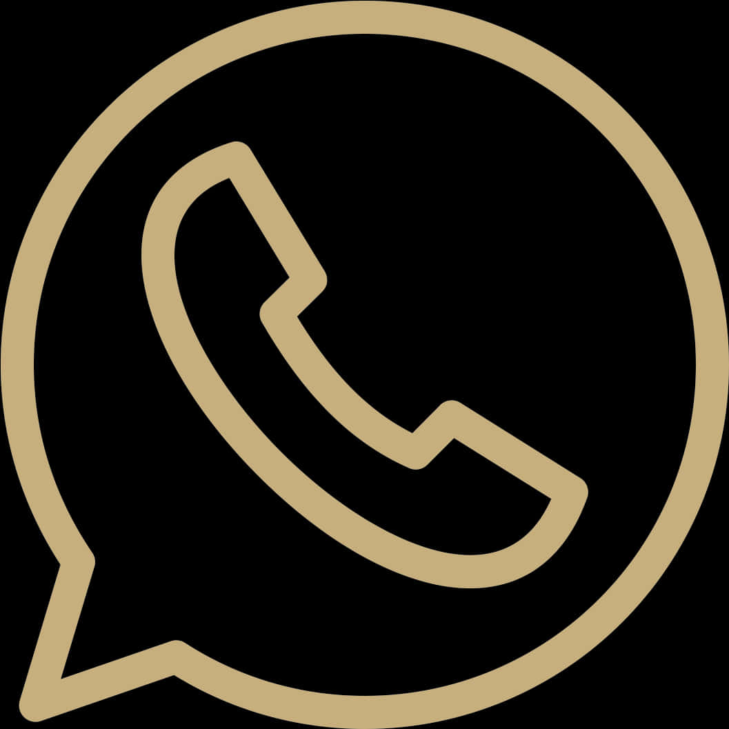 WhatsApp 桌布 壁紙 — 黑色背景上WhatsApp標誌的極簡金色輪廓。