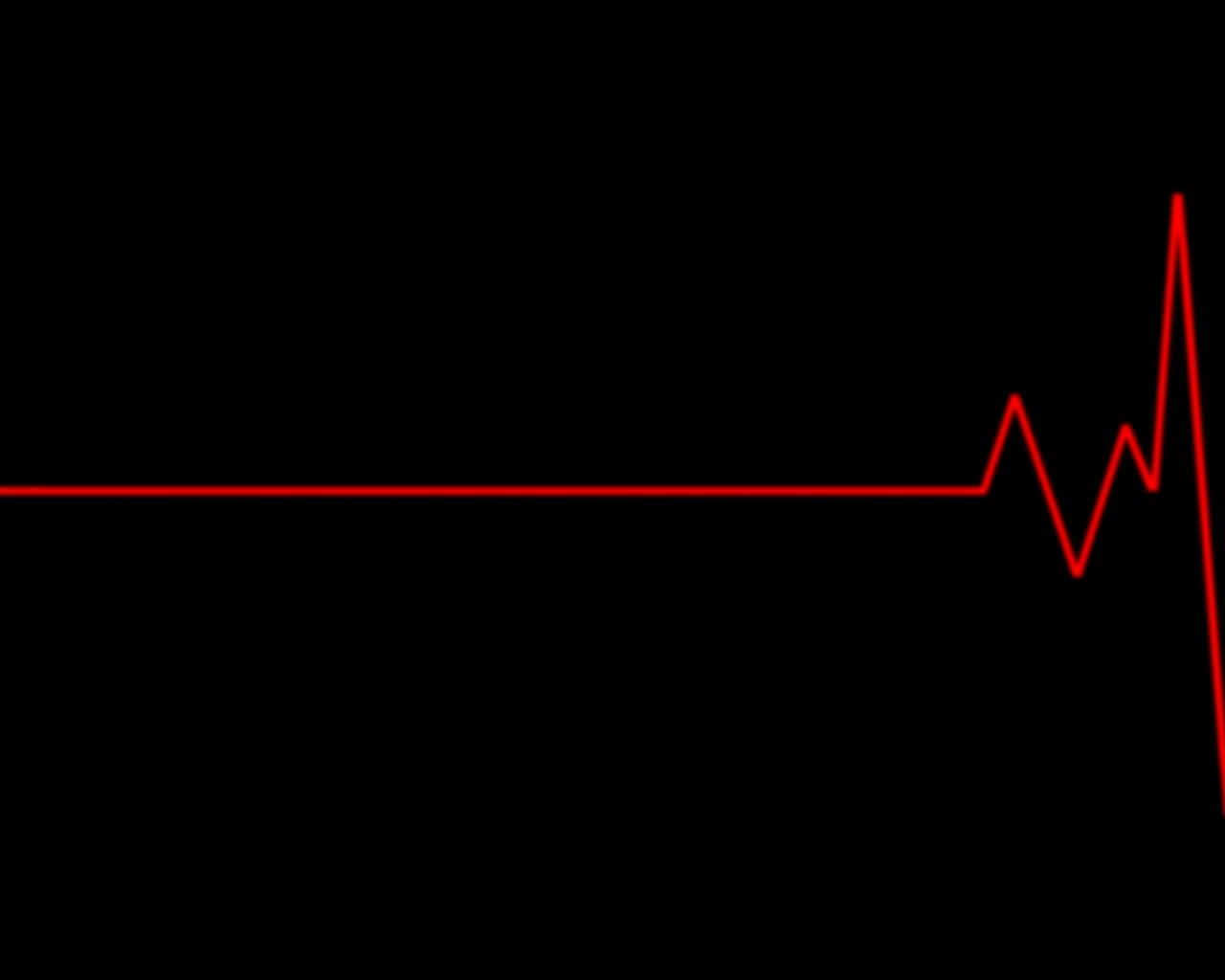 Heart Rate 桌布 壁紙 — 黑色背景上一條鮮明的紅線顯示心跳監測器在最後一次脈衝後變平。