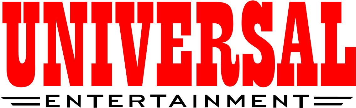 Logo Design 桌布 壁紙 — 黑色背景上以粗體紅色方塊字顯示的「UNIVERSAL」標誌，下方有一條細小的白色短劃線。