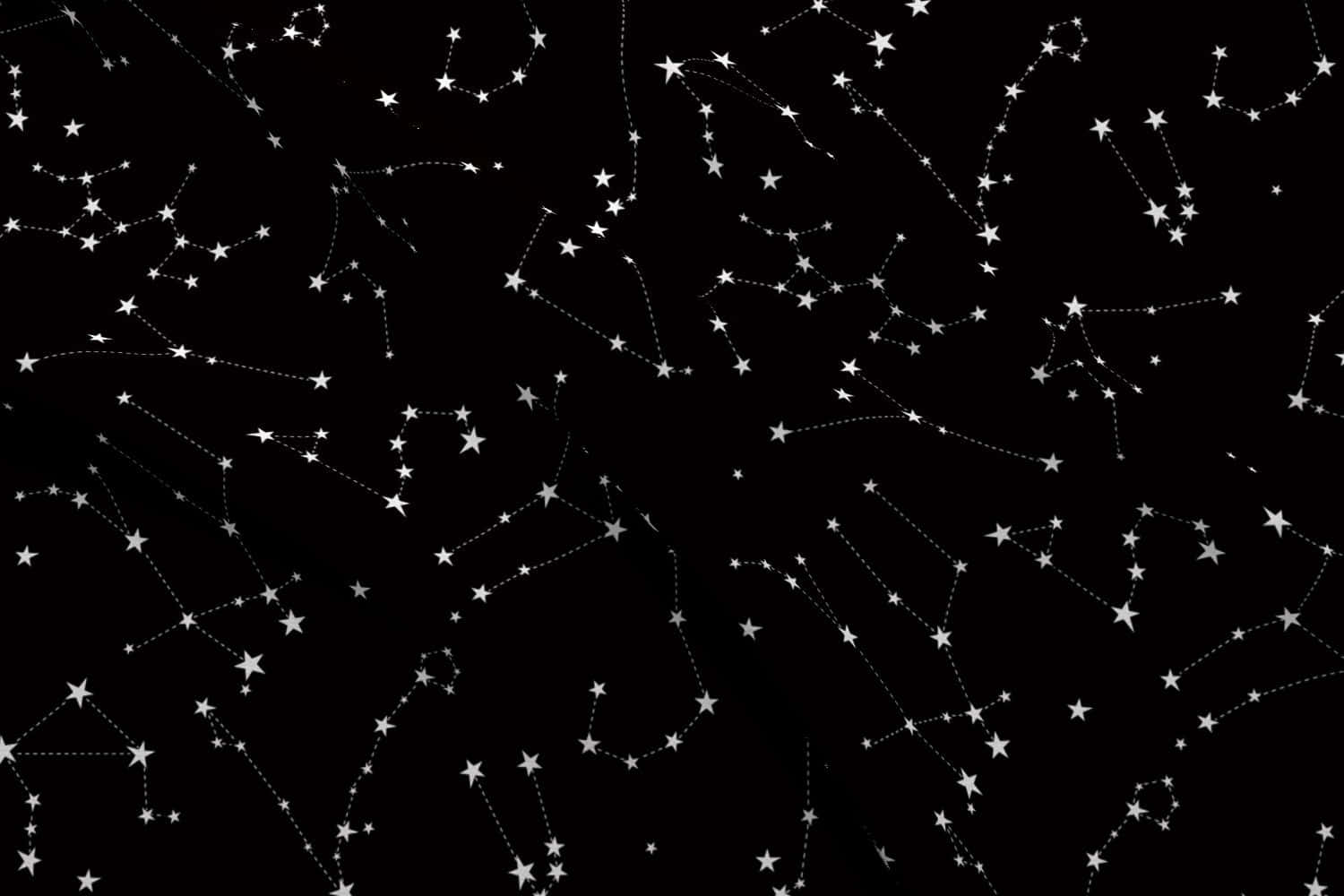 Black And White Star 桌布 壁紙 — 黑色背景上佈滿白色星星，以虛線連接形成星座。