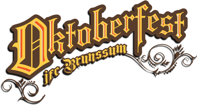 慕尼黑啤酒節 桌布 壁紙 — 黑色背景上優雅的金色 Oktoberfest 字體，帶有華麗的棕色裝飾花紋。