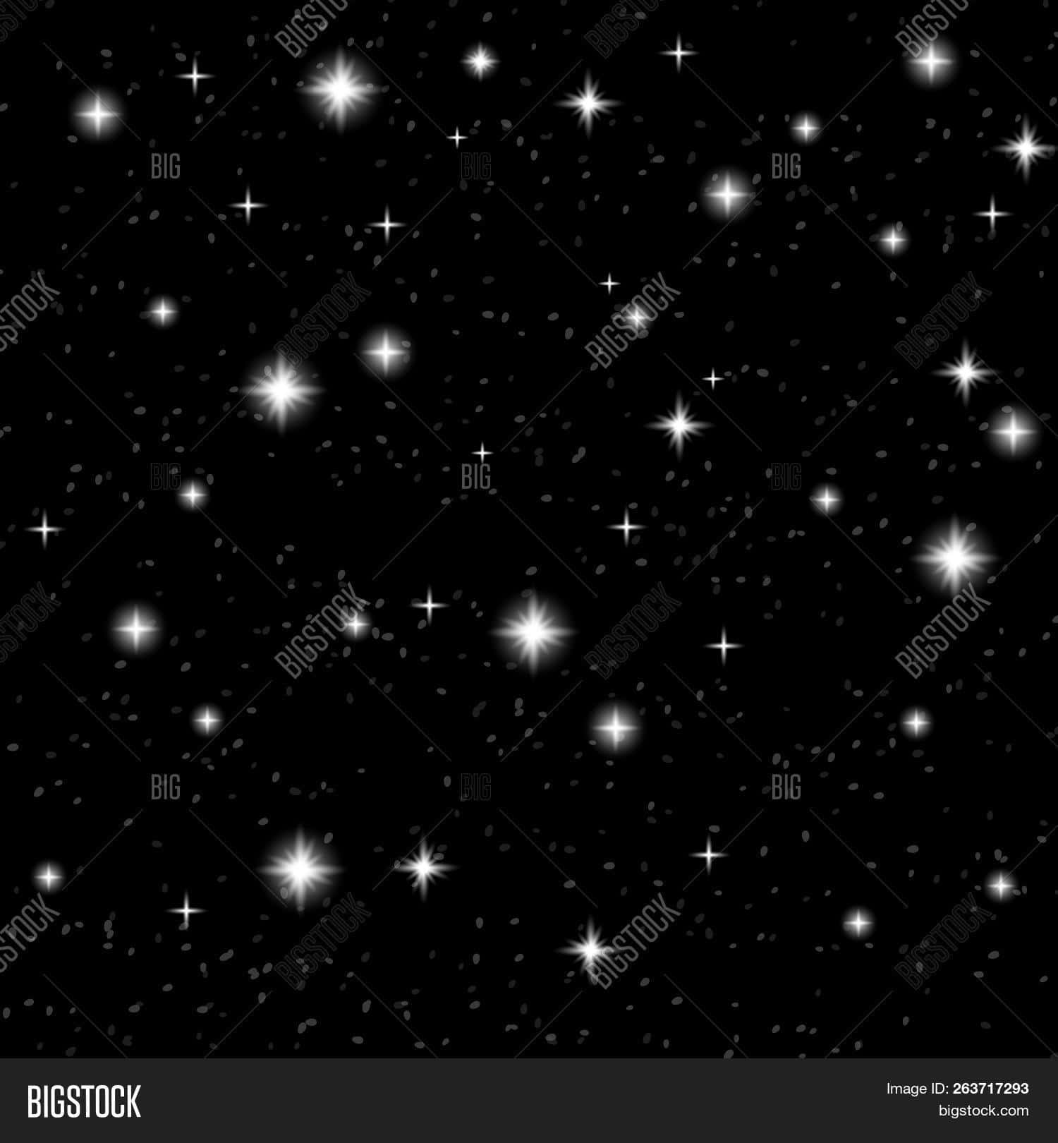 Black Starry 桌布 壁紙 — 黑色背景上充滿了不同大小和亮度的發光白色星星，形成宇宙圖案。