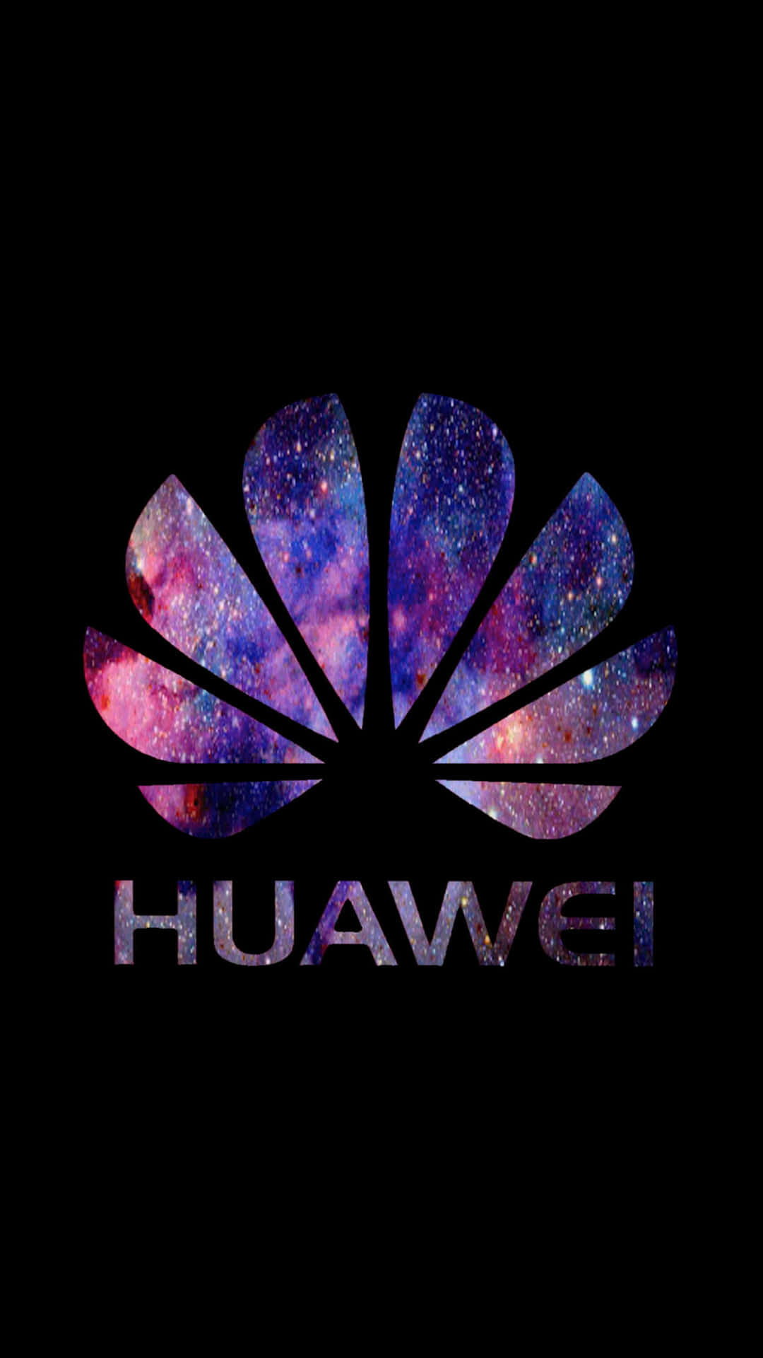 黑色背景上帶有銀河圖案的Huawei標誌。 — 華為 GIF 壁紙