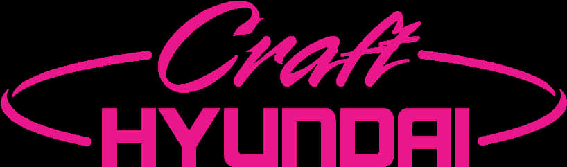 Company 桌布 壁紙 — 黑色背景上大膽的粉紅色「Craft HYUNDAI」標誌，採用草書和方塊字體。