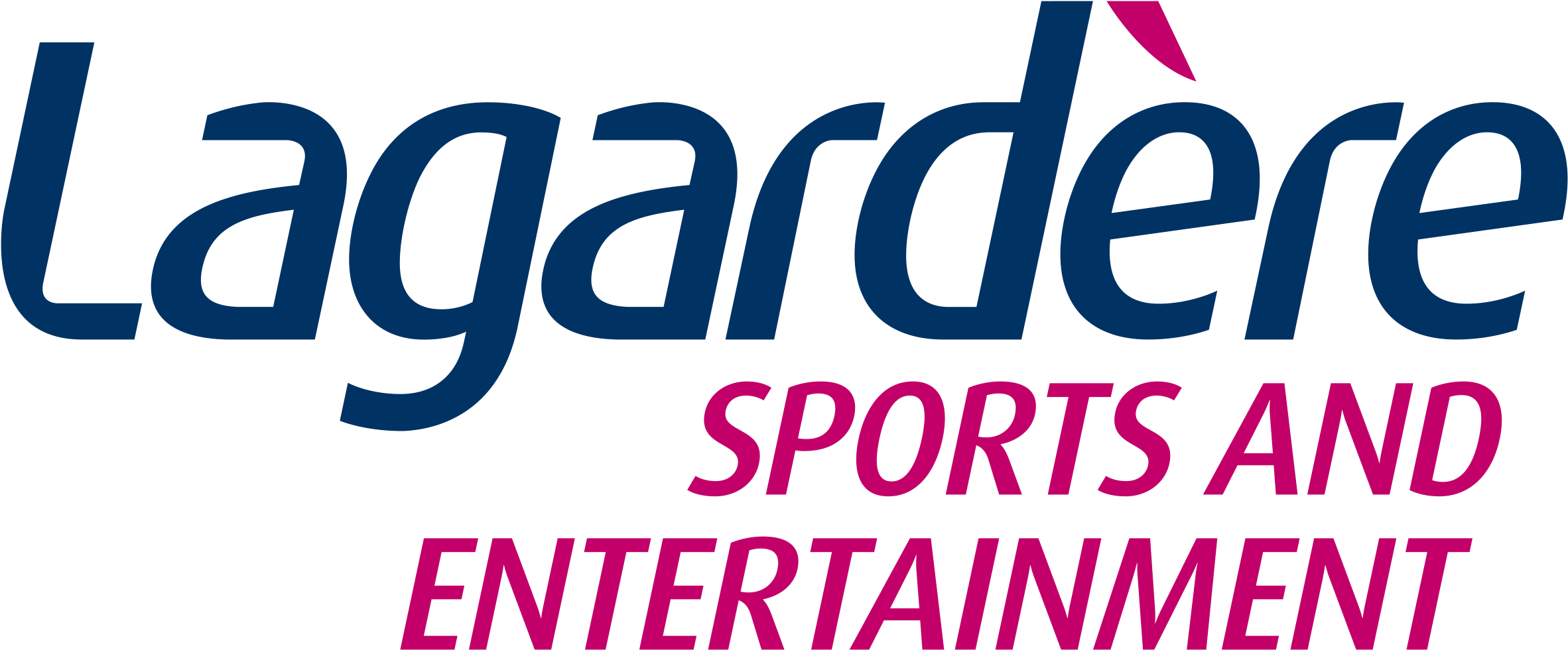 Logo Design 桌布 壁紙 — 黑色背景上大膽的藍色和洋紅色 Lagardère Sports and Entertainment 標誌。