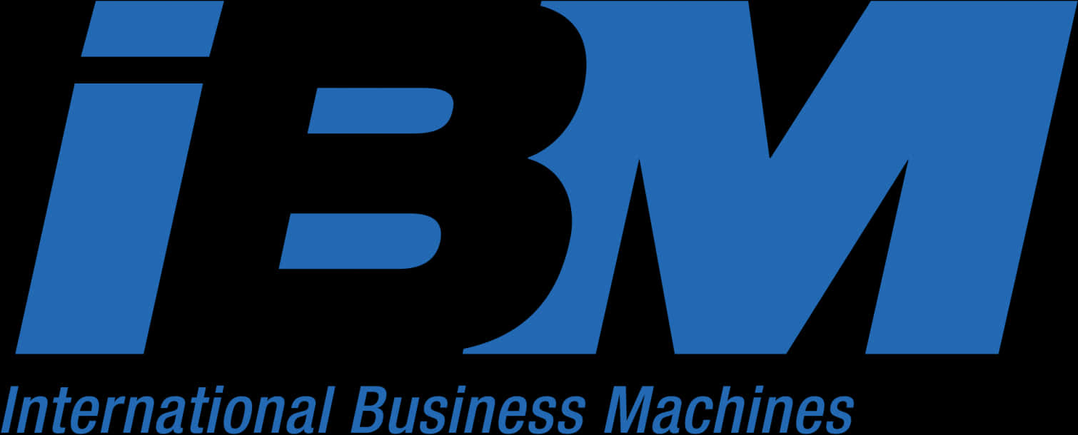 科技動圖 桌布 壁紙 — 黑色背景上帶有「International Business Machines」文字的醒目藍色IBM標誌。