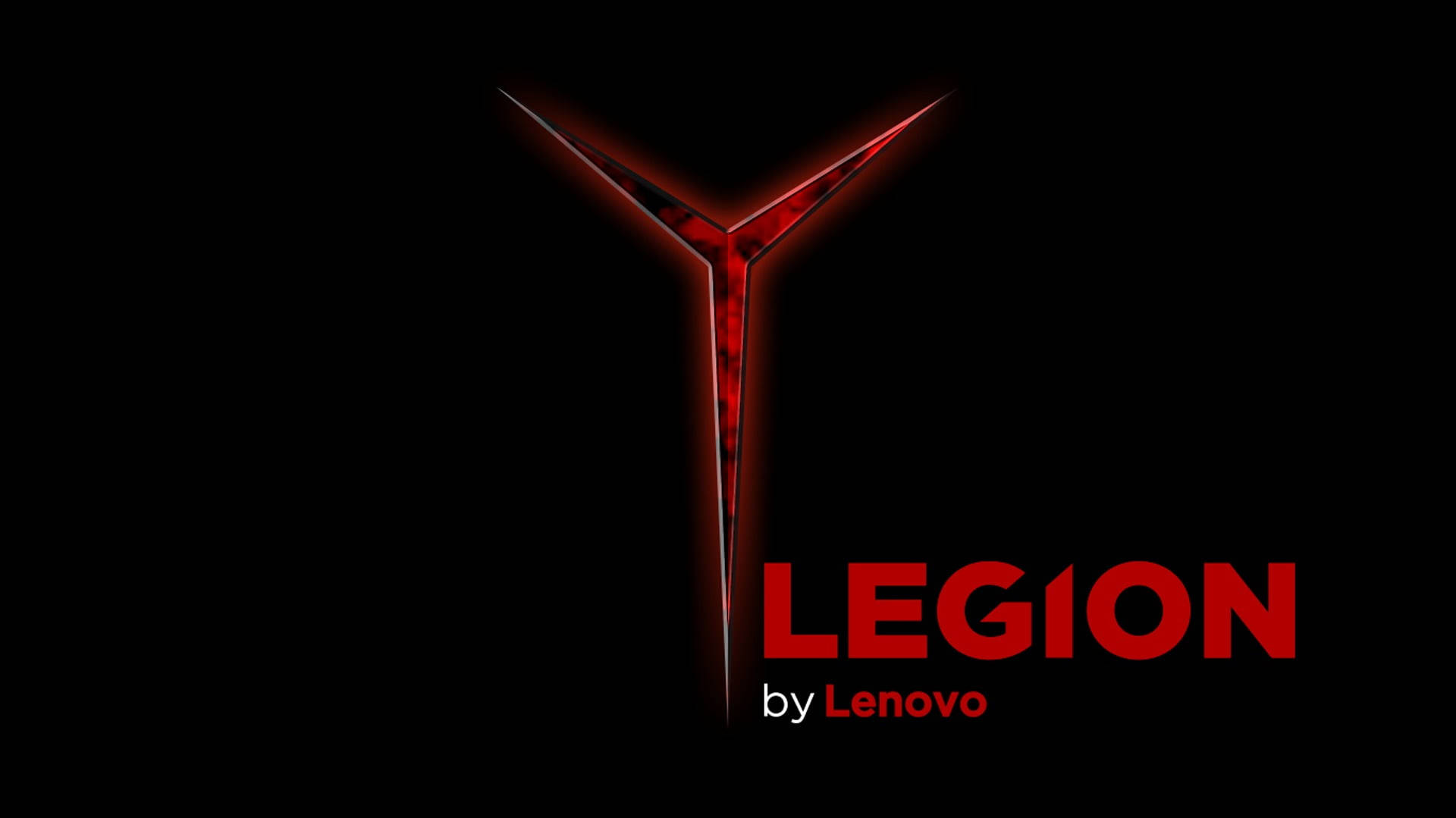 Lenovo 的紅色發光 Legion 標誌，黑色背景。 — 紅黑動圖 壁紙