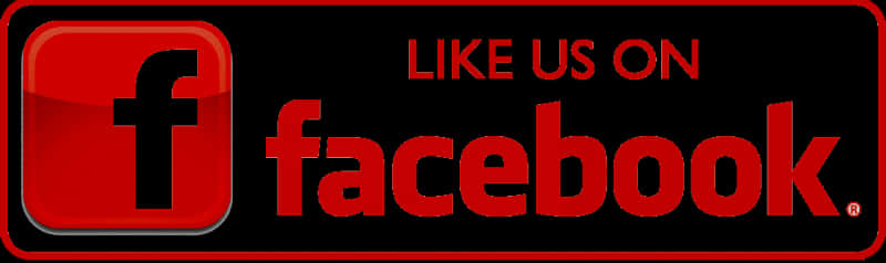 Logo Facebook 桌布 壁紙 — 黑色背景上帶有「LIKE US ON」文字的醒目紅色Facebook標誌。