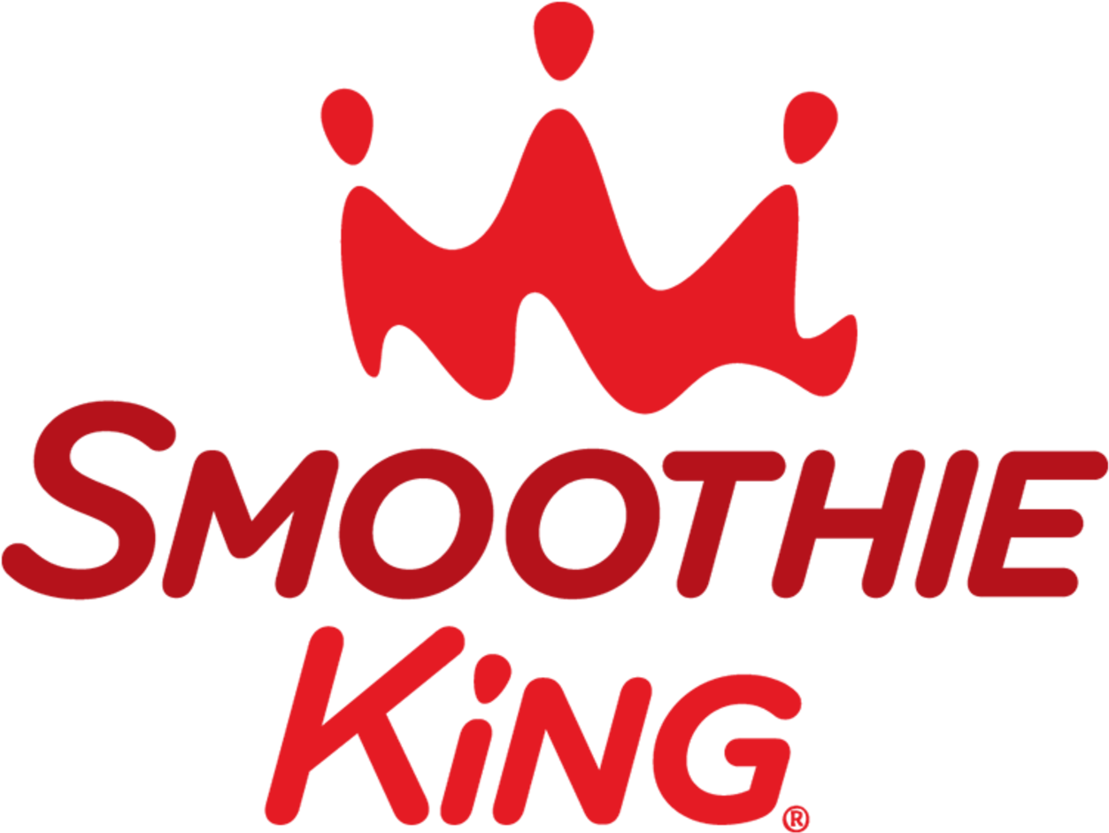 果昔 桌布 壁紙 — 黑色背景上帶有「SMOOTHIE KING」文字的醒目紅色皇冠標誌。