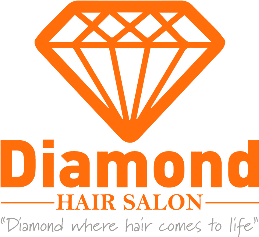 美髮沙龍 桌布 壁紙 — 黑色背景上帶有Diamond Hair Salon文字的醒目橙色鑽石標誌。