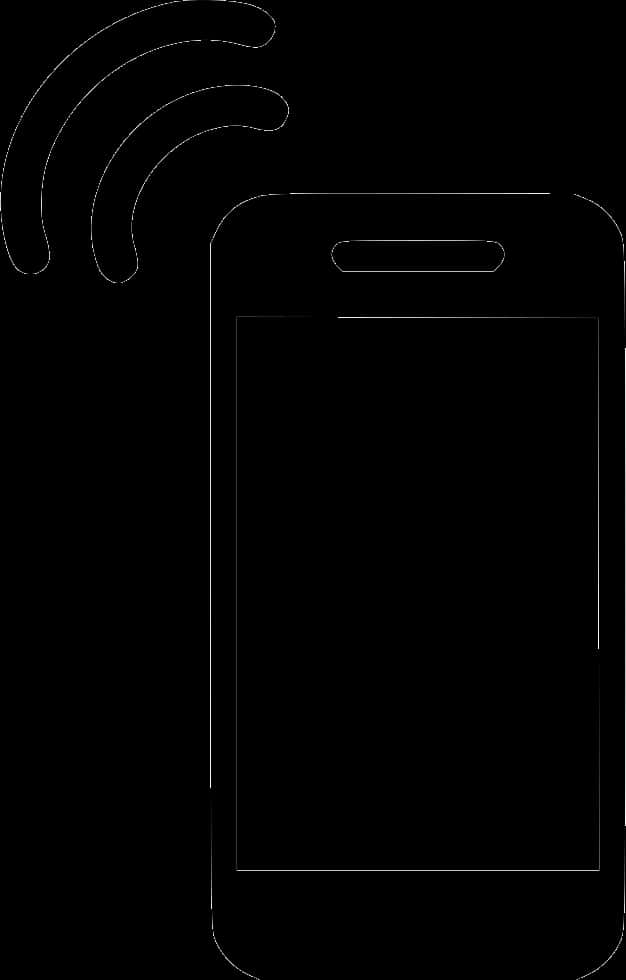 Mobile Phone 桌布 壁紙 — 黑色背景上帶有Wi-Fi訊號波的智慧型手機的極簡白色線條畫。