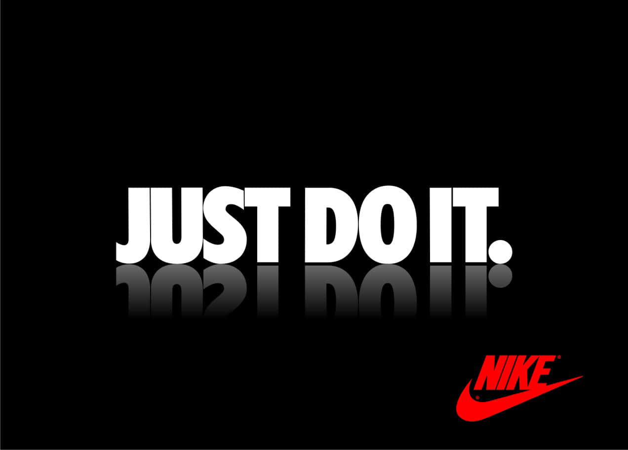 Nike口號「Just Do It」以粗體白色文字顯示在黑色背景上，帶有反射效果。 — Nike GIF 壁紙