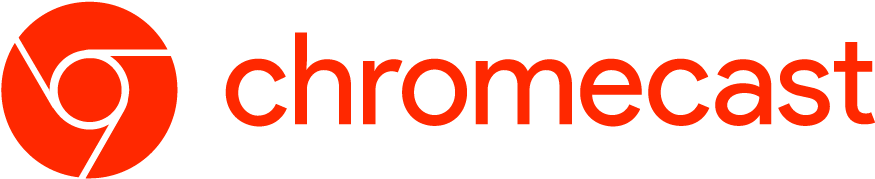 Google Chrome 桌布 壁紙 — 黑色背景上帶有圓形圖示和文字的醒目橙色Chromecast標誌。