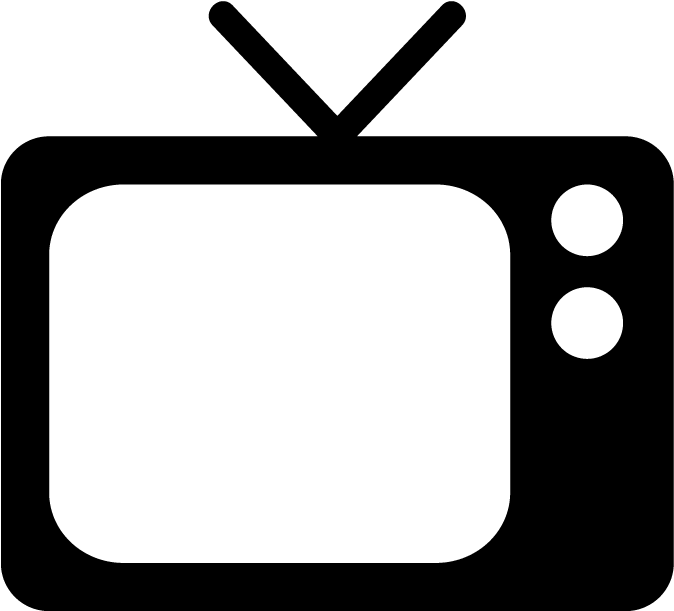 Television Icon 桌布 壁紙 — 黑色背景上帶有天線和旋鈕的復古電視機的極簡線條畫。