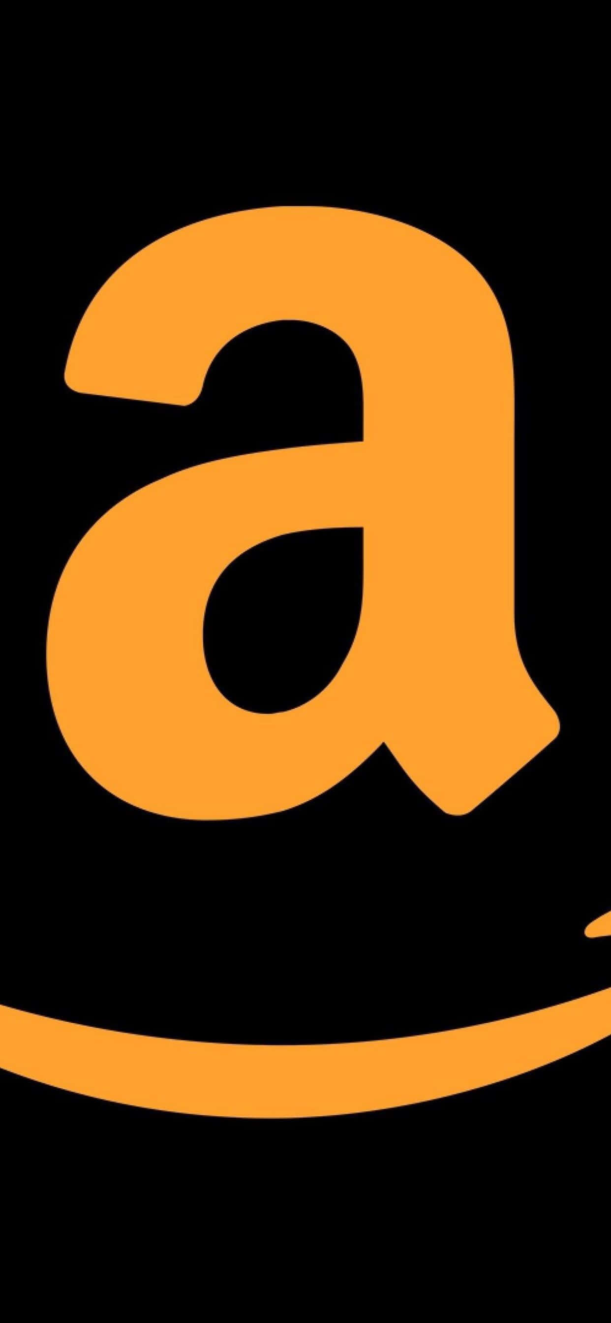 亞馬遜 桌布 壁紙 — 黑色背景上帶有微笑箭頭的醒目橙色Amazon標誌。