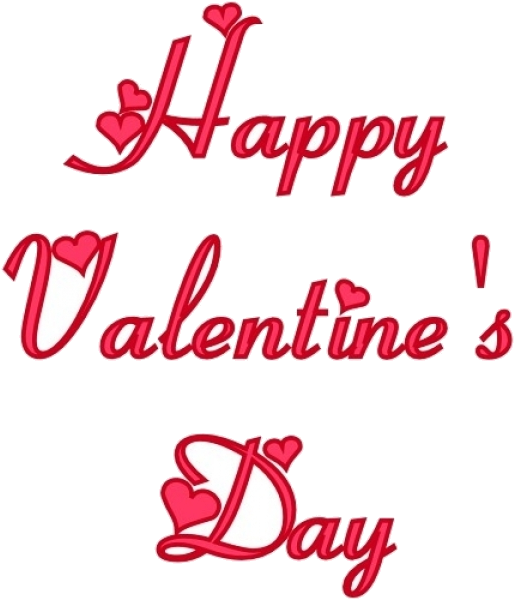 情人節快樂 桌布 壁紙 — 黑色背景上帶有心形裝飾的紅色草書 'Happy Valentine's Day' 文字。