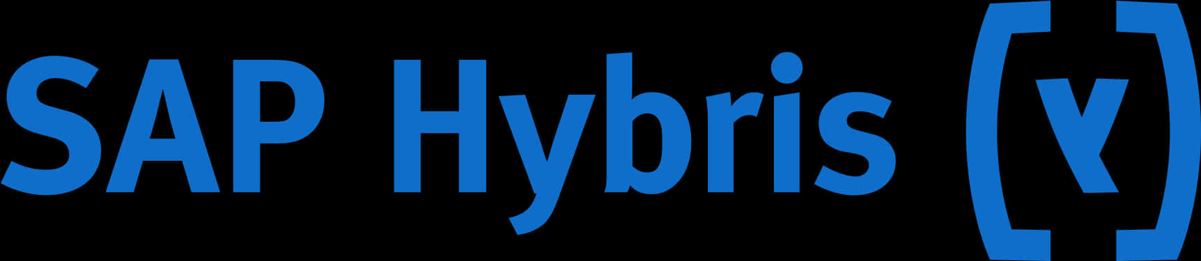 Company Logo 桌布 壁紙 — 黑色背景上帶有方括號和勾號的醒目藍色 SAP Hybris 標誌。