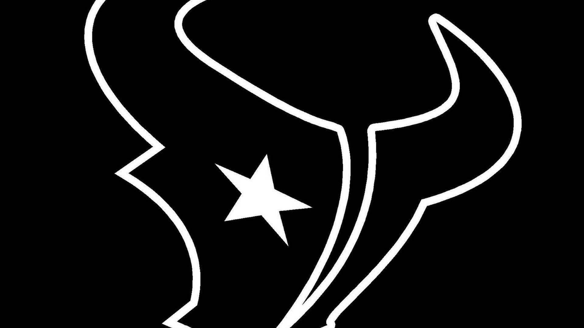 Texans 桌布 壁紙 — 黑色背景上帶有星星的白色公牛頭輪廓。