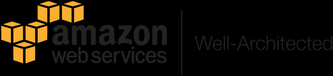 亞馬遜 桌布 壁紙 — 黑色背景上帶有橙色立方體圖示和灰色文字的Amazon Web Services標誌。