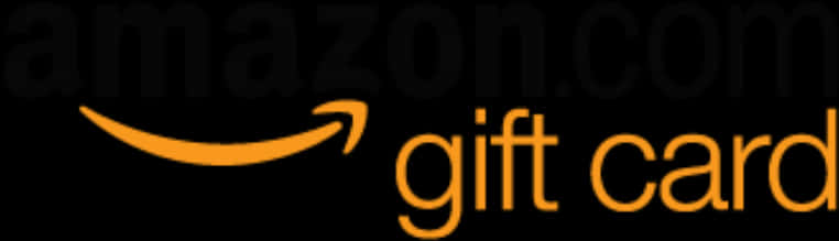 Amazon Gift Card 桌布 壁紙 — 黑色背景上帶有橙色箭頭和文字的Amazon禮品卡標誌。