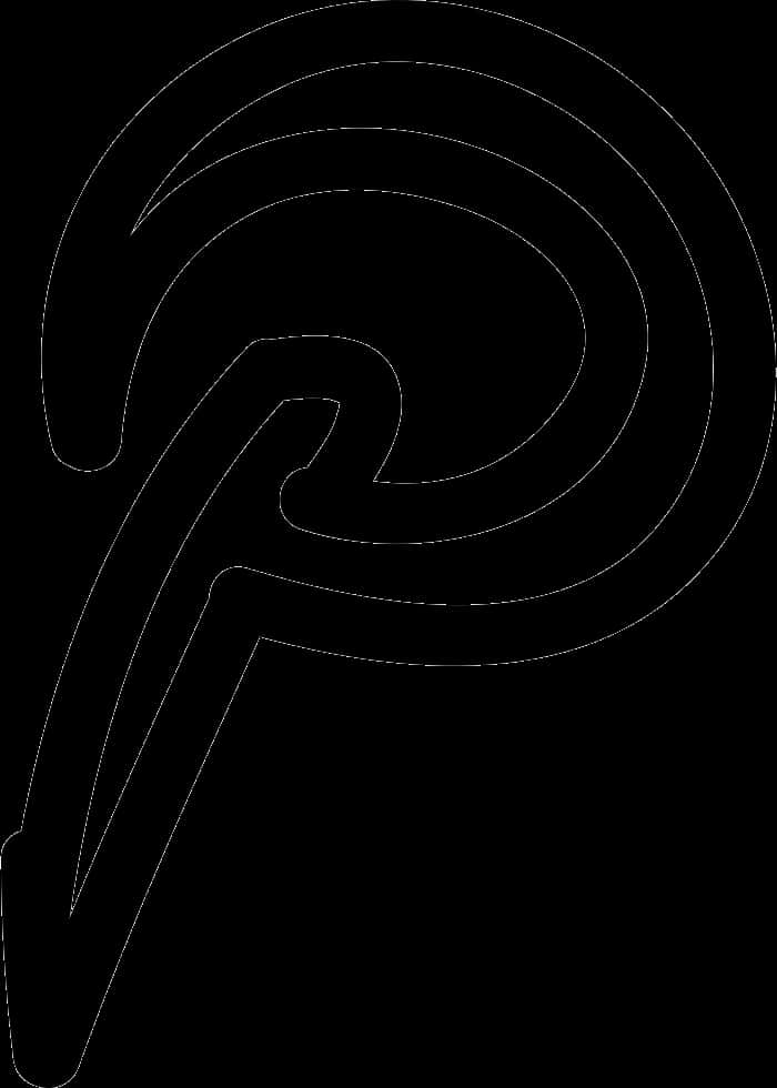 Pinterest Logo 桌布 壁紙 — 黑色背景上帶有漩渦曲線的風格化字母P的極簡白色線條畫。