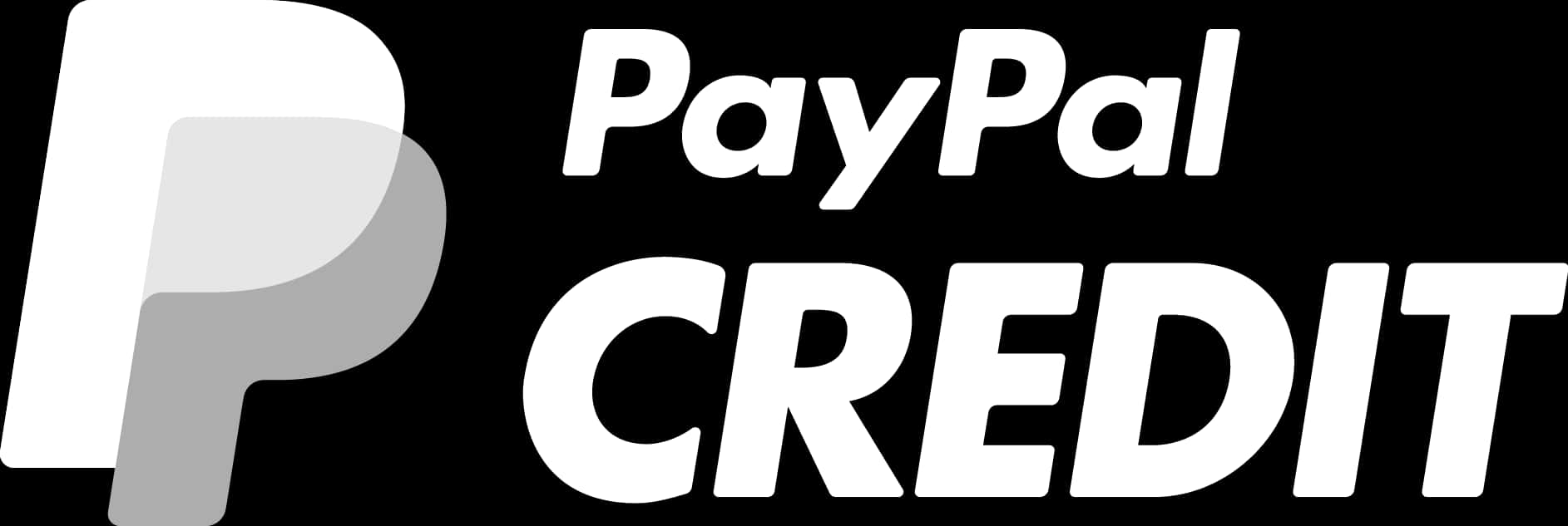 Paypal Logo 桌布 壁紙 — 黑色背景上帶有漸變 P 圖標的醒目白色 PayPal Credit 標誌。