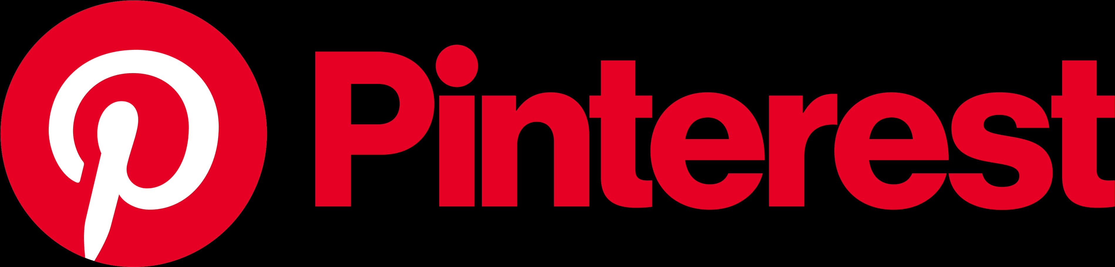 Pinterest Logo 桌布 壁紙 — 黑色背景上帶有白色圖釘圖示的醒目紅色Pinterest標誌。