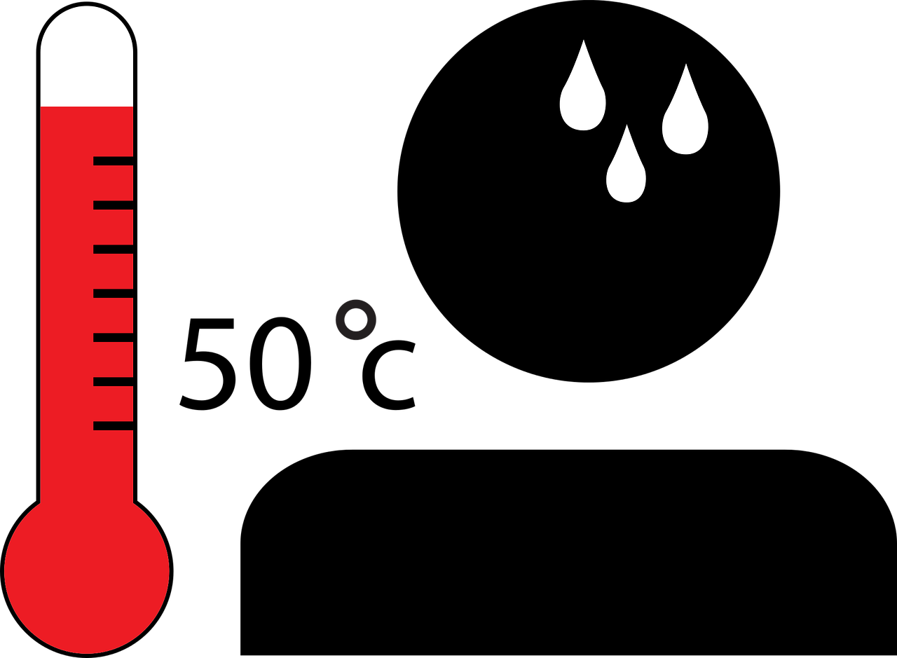 Temperature 桌布 壁紙 — 黑色背景上帶有白色蓋子和三滴汗的紅色溫度計。