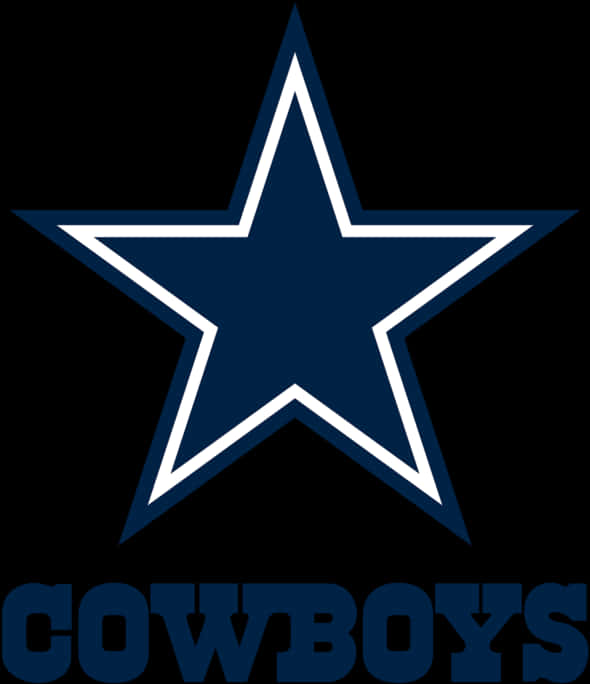 Cowboys Logo 桌布 壁紙 — 黑色背景上帶有白色輪廓和 'COWBOYS' 文字的醒目藍色星星。