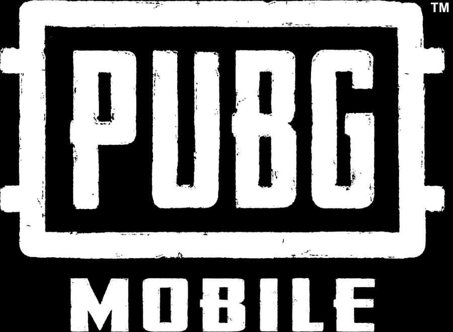 Pubg 標誌 桌布 壁紙 — 黑色背景上帶有磨損邊緣的粗體白色 PUBG MOBILE 標誌。