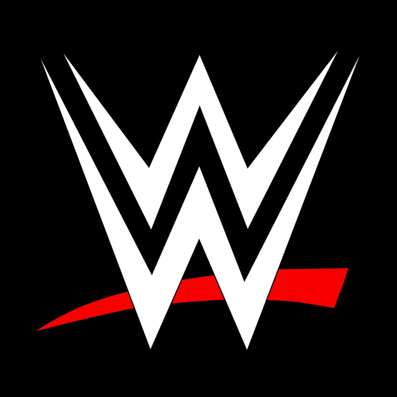 WWE 桌布 壁紙 — 黑色背景上帶有紅色底線的醒目白色WWE標誌。
