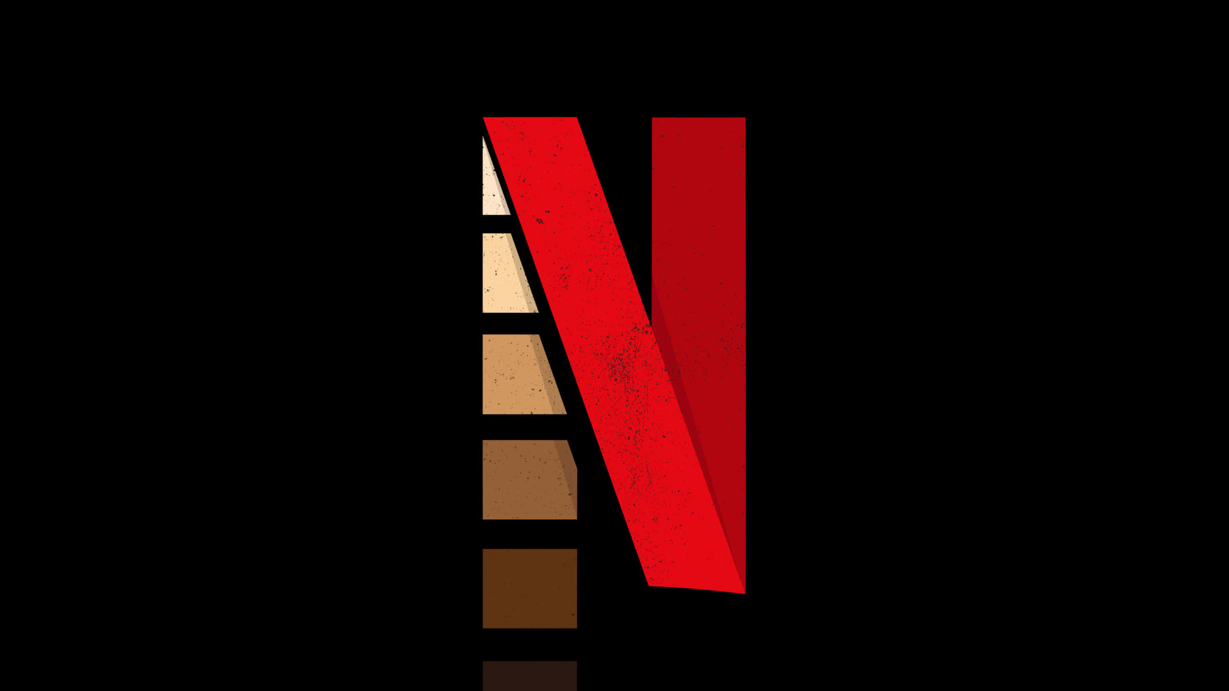 Netflix 桌布 壁紙 — 黑色背景上帶有紋理米色條紋的大膽紅色Netflix標誌。