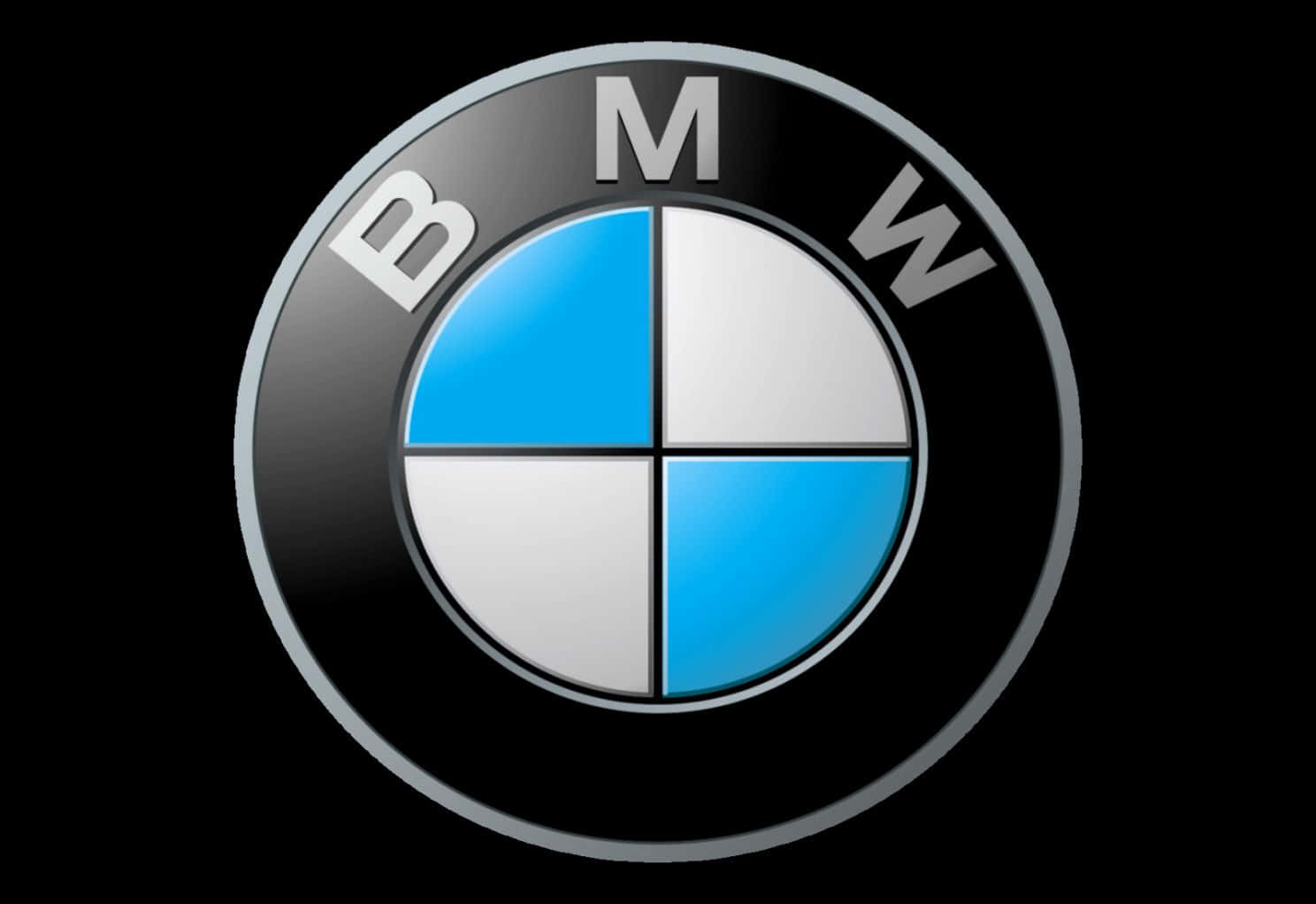 Bmw Logo 桌布 壁紙 — 黑色背景上帶有藍白四象限的標誌性BMW標誌。