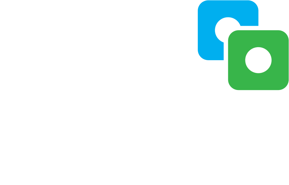 標誌 桌布 壁紙 — 黑色背景上帶有藍色和綠色幾何圖示的大膽白色ACS Construction Group標誌。