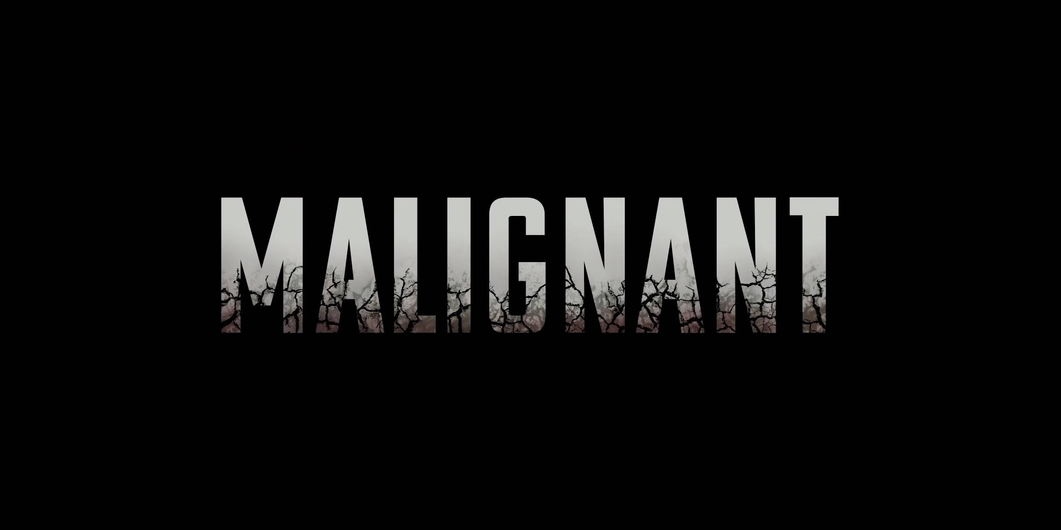 Malignant 桌布 壁紙 — 黑色背景上帶有裂紋泥土紋理的粗體白色字母單詞 malignant。