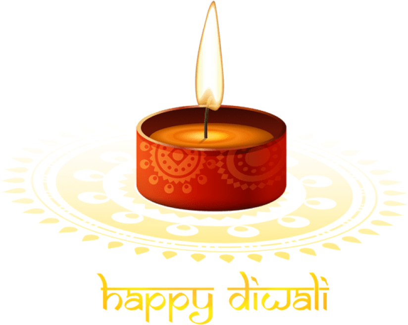 Festival 桌布 壁紙 — 黑色背景上帶有複雜金色藍果麗設計和「happy diwali」文字的發光紅色迪亞蠟燭。