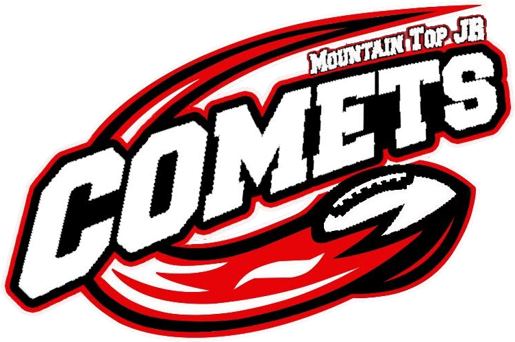 Logo Design 桌布 壁紙 — 黑色背景上帶有足球圖案的醒目紅白 'COMETS' 標誌。