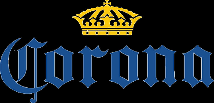 Corona Beer 桌布 壁紙 — 黑色背景上帶有金色皇冠的大膽藍色 Corona 標誌。