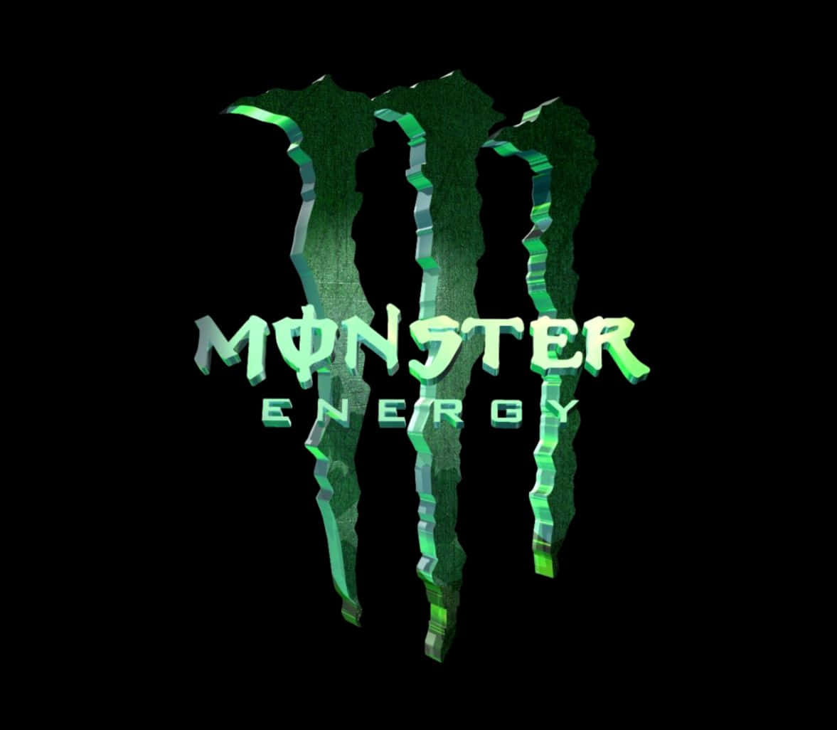 怪物 桌布 壁紙 — 黑色背景上帶有鋸齒狀爪痕的發光綠色Monster Energy標誌。