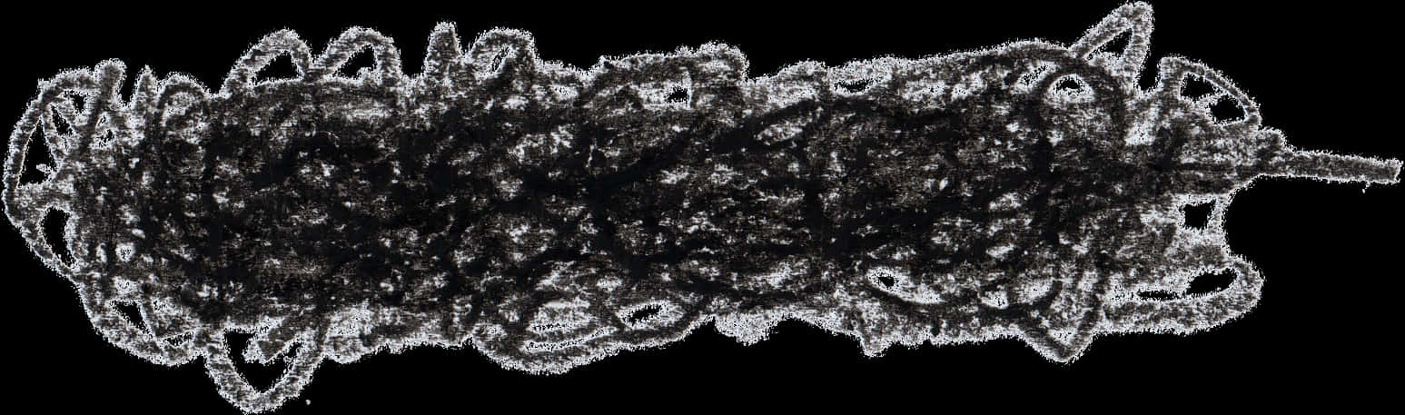 Scribble 桌布 壁紙 — 黑色背景上帶有鋸齒狀邊緣的灰度混沌抽象塗鴉。