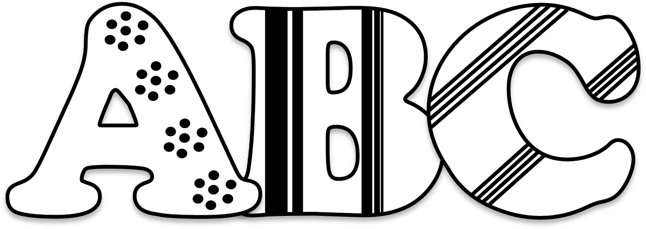 abc 桌布 壁紙 — 黑色背景上帶有鮮明圖案的粗體白色字母ABC。